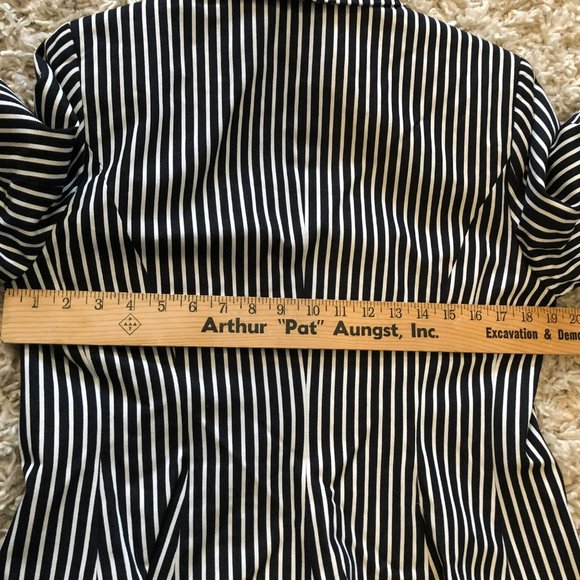 Sz L Chaps Black White Pinstriped LS Button Up Blazer, Cotton - Picture 7 of 8